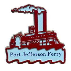 VTG Port Jefferson Ferry Rubber Souvenir Refrigerator Magnet Long Island NY 70s